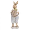 Clayre & Eef 6PR5249 Decoratief Konijn Beige Blauw 6x6x17 cm Landelijke Stijl