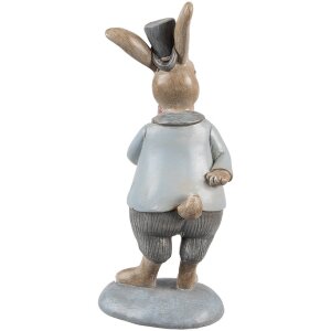 Clayre & Eef 6PR5256 Decoratief Konijn Beige Blauw 8x7x19 cm Landelijke Stijl