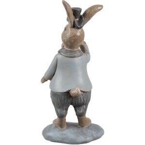Clayre & Eef 6PR5258 Decoratief Konijn Beige Blauw 6x5x13 cm Landelijke Stijl