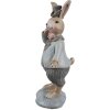 Clayre & Eef 6PR5258 Decoratief Konijn Beige Blauw 6x5x13 cm Landelijke Stijl