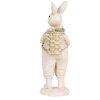 Clayre & Eef 6PR5241 Decoratief Konijn Wit Groen 6x6x17 cm Landelijke Stijl