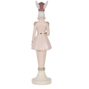 Clayre & Eef 6PR5120 Decoratief Konijn Wit Roze 9x9x35 cm Landelijke Stijl