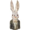 Clayre & Eef 6PR5488 Decoratieve Borstbeeld Konijn Wit Groen 13x12x32 cm