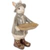 Clayre & Eef 6PR5496 Decoratie Konijn met Schaaltje Beige 15x19x29 cm