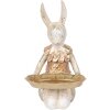 Clayre & Eef 6PR5500 Decoratie Konijn met Schaaltje Beige Goud 14x14x26 cm