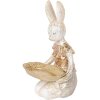 Clayre & Eef 6PR5500 Decoratie Konijn met Schaaltje Beige Goud 14x14x26 cm