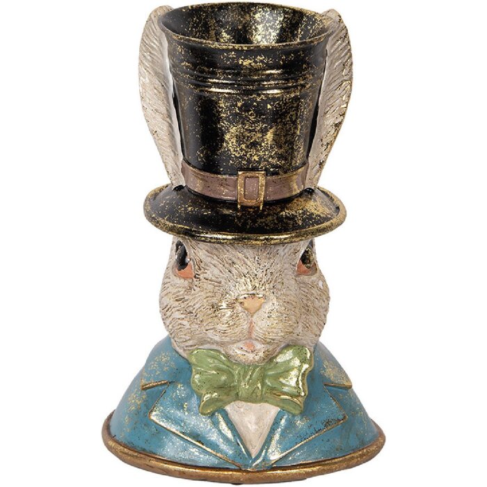 Clayre & Eef 6PR5135 Decoratief Konijn Blauw Groen 19x15x29 cm