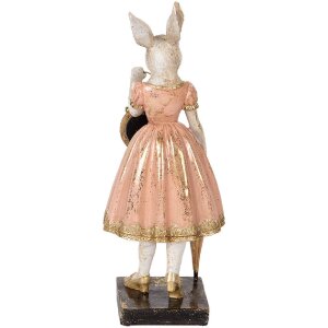 Clayre & Eef 6PR5138 Decoratief Konijn Wit Roze 14x11x34 cm Polyresin
