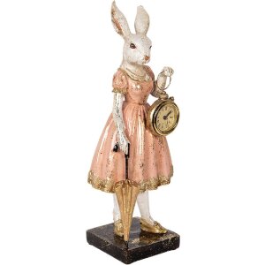 Clayre & Eef 6PR5138 Decoratief Konijn Wit Roze 14x11x34 cm Polyresin
