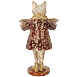 Clayre & Eef 6PR5142 Decoratieve Kat Beige Goud 16x14x27 cm