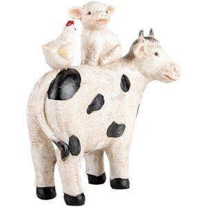 Clayre & Eef 6PR5273 Decoratief Koe met Varken en Kip Wit Zwart 12x5x13 cm