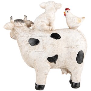 Clayre & Eef 6PR5273 Decoratief Koe met Varken en Kip Wit Zwart 12x5x13 cm