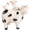 Clayre & Eef 6PR5273 Decoratief Koe met Varken en Kip Wit Zwart 12x5x13 cm