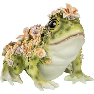 Clayre & Eef 6PR5109 Decoratieve Kikker Groen Oranje 24x21x19 cm Landelijke Stijl