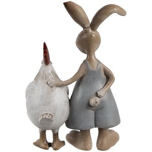 Clayre & Eef 6PR5280 Decoratief Konijn met Kip Bruin Wit 7x3x10 cm