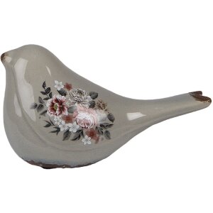 Clayre & Eef 6CE1969M Decoratie Vogel Grijs Roze...