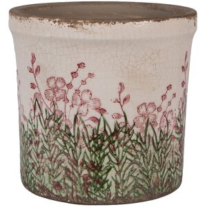 Clayre & Eef 6CE2017M Bloempot keramiek beige groen...