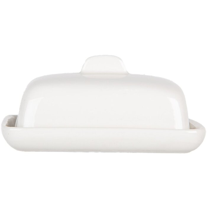Clayre & Eef 6CE2045 Botervloot keramiek wit 9x8x5 cm