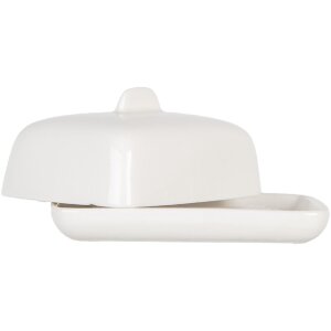Clayre & Eef 6CE2045 Botervloot keramiek wit 9x8x5 cm