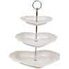 Clayre & Eef 6CE2048 Keramische etagere Wit Ø 26x31 cm Romantische stijl