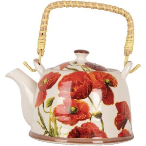 Clayre & Eef 6CETE0171 Theepot Klaprozen Keramiek 800...
