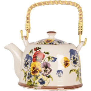 Clayre & Eef 6CETE0172 Theepot Keramisch Wit Blauw...