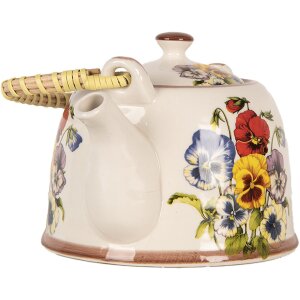 Clayre & Eef 6CETE0172 Theepot Keramisch Wit Blauw 800 ml Retro Vintage