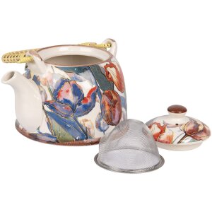 Clayre & Eef 6CETE0179 Theepot Keramisch Wit Blauw 800 ml Retro Vintage