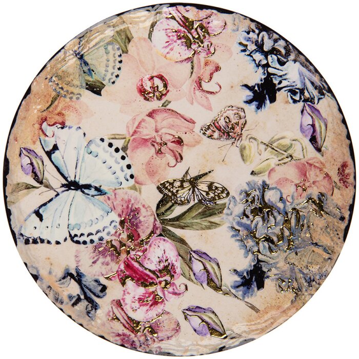 Clayre & Eef 6CE2050 Pannenbodem Keramiek Beige Roze Ø 16 cm Landhuis