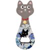 Clayre & Eef 6CE2068 Flesopener Kat Keramiek 5x14 cm Grijs Blauw