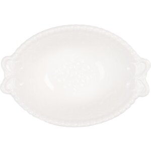 Clayre & Eef 6CEBO0200S Keramisch Schaaltje 9x6x3 cm 25 ml Wit Landelijke Stijl