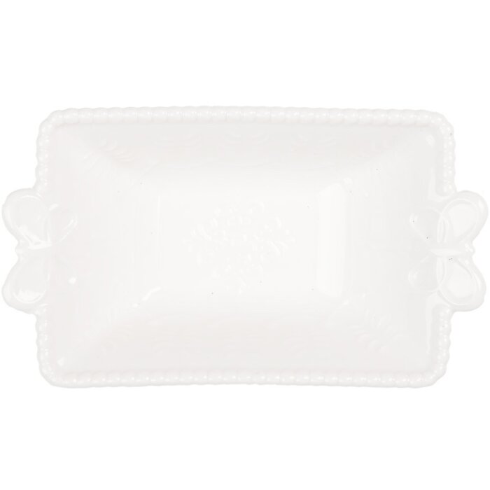 Clayre & Eef 6CEBO0201M Keramisch Schaaltje Wit 12x7x4 cm 75 ml