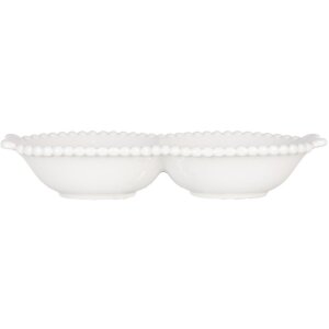 Clayre & Eef 6CEBO0202L Keramische Kom Wit 25x7x3 cm Landelijke Stijl
