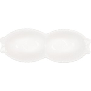 Clayre & Eef 6CEBO0202L Keramische Kom Wit 25x7x3 cm Landelijke Stijl