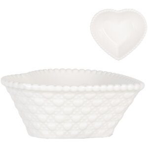 Clayre & Eef 6CEBO0203M Schaaltje Hartvorm Wit 10x9x4 cm 75 ml
