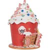 Clayre & Eef 66029 Decoratief Huisje met LED Rood Wit 23x23x32 cm