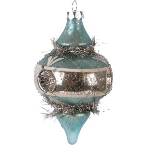 Clayre & Eef 65997 Kersthanger Glas Blauw Zilver...