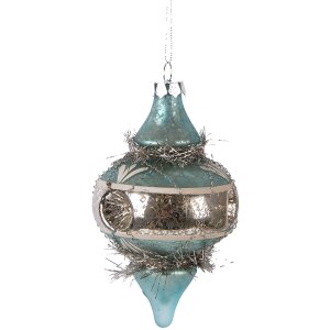 Clayre & Eef 65997 Kersthanger Glas Blauw Zilver...