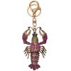 Juleeze JZKC0172 Sleutelhanger Lobster Goudkleurig Paars Bergkristal