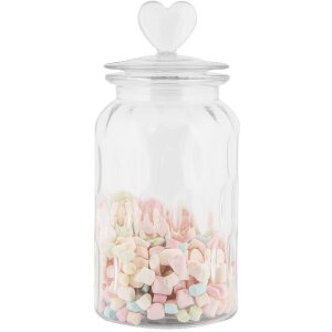 Clayre & Eef voorraadpot met hart deksel Ø 11x24 cm landelijke stijl