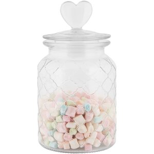 Clayre & Eef voorraadpot hart deksel Ø 11x20 cm glas landelijke stijl