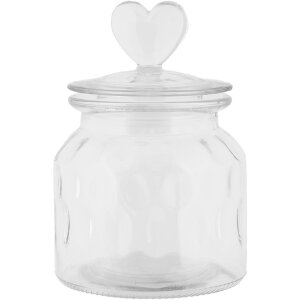 Clayre & Eef voorraadpot hart deksel glas Ø11...