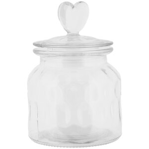 Clayre & Eef voorraadpot hart deksel glas Ø11...