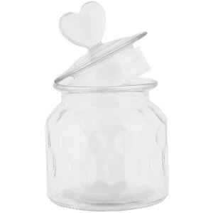 Clayre & Eef voorraadpot hart deksel glas Ø11 cm H16 cm landelijke stijl