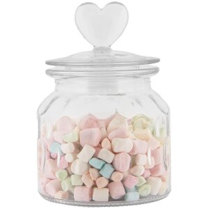Clayre & Eef voorraadpot hart deksel glas Ø11 cm H16 cm landelijke stijl