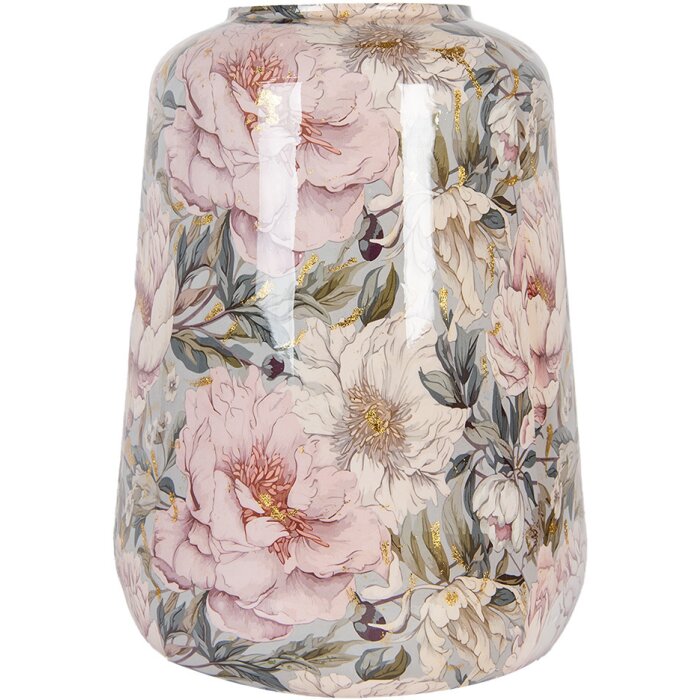 Clayre & Eef 65885 Decoratieve Vaas Grijs Roze IJzer Ø 37 x 49 cm