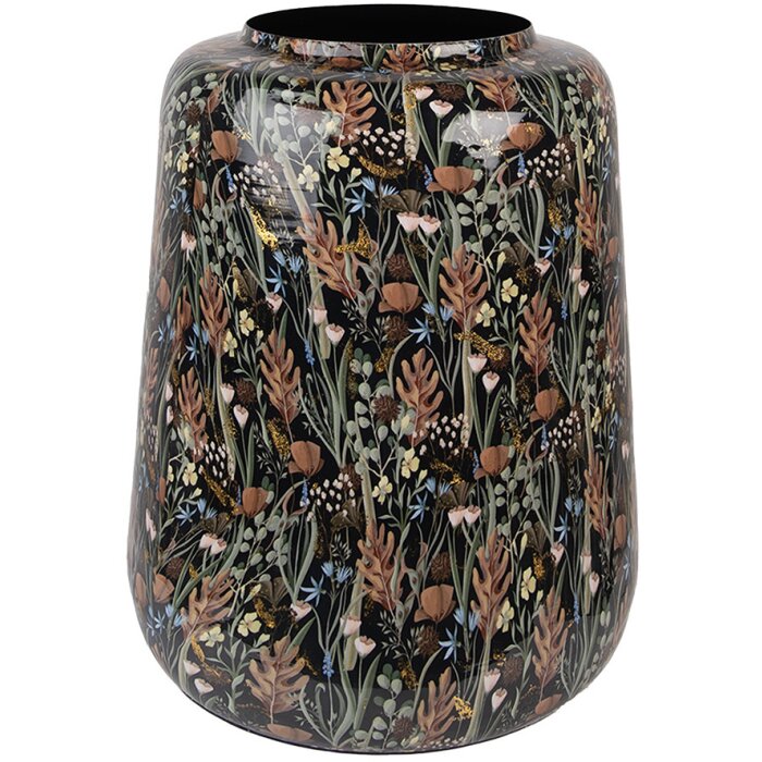 Clayre & Eef 65886 Decoratieve Vaas IJzer Zwart Bruin Ø 31x40 cm Botanisch Ontwerp