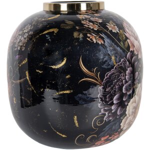 Clayre & Eef 65888 Decoratieve Vaas IJzer Zwart Roze...