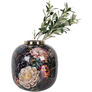 Clayre & Eef 65888 Decoratieve Vaas IJzer Zwart Roze Ø 29x29 cm