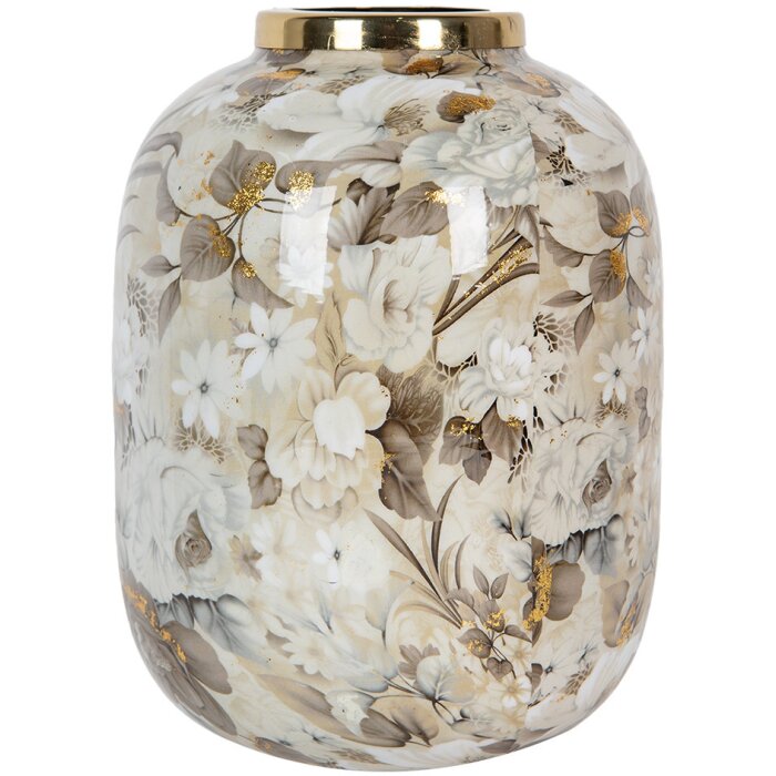 Clayre & Eef 65890 Decoratievaas IJzer Beige Bruin Ø 17x22 cm